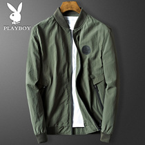 Playboy jacket Mens spring outdoor sports running jacket Youth loose plus size fashion stand-up collar jacket