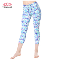 Youkalian soft print slim fitness exercise yoga leg Capri pants OPW011