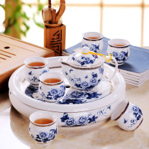 Lowe blue and white porcelain tea set set home living room ceramic large Chinese tea pot kung fu tea cup tea tray set