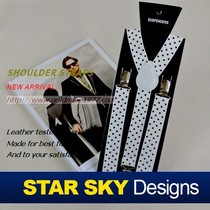 ● xing zhao ● Korean fashion polka dot 2 5cm wide men strap Ms. strap suspenders 3 clip-3 color into