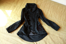 This shore of singing * Basic basic black cashmere Buckle Small Coat time to steal