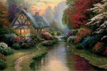 Adult 1000 Pieces Wood Puzzle Pieces 1500 Wooden Puzzle Toy Gift Scenery Oil Painting Countryside Small River