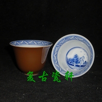 Jingdezhen Cultural Revolution Factory goods porcelain monocolor glaze Purple Gold sauce glaze hand-painted blue and white Golden Bell Cup Tea Cup Cup Tea Cup
