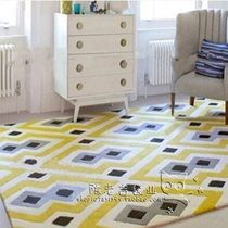 Fashion Yellow Plaid Eurostyle Carpet Living Room Tea Table Sofa Bedroom Bedside Handmade acrylic Acrylic Carpet Full of Custom