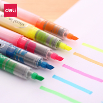 Del fluorescent marker pen S618 students use key pen thick head oblique straight liquid type large capacity to take notes key circle marking marking pen eye-catching color marker pen