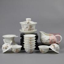 Ceramic Tea Set Kung Fu Tea Set Jade Porcelain Tea Set Covered Bowl Tea Set Complete Kung Fu Tea Sea
