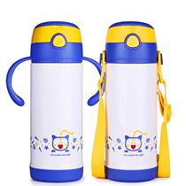 Childrens stainless steel water Cup kindergarten anti-fall baby sipping cup with handle baby thermos cup dual-purpose kettle