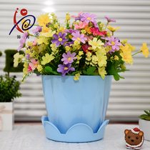 Jinxiu petal-shaped flowerpot office balcony multi-color small flowerpot green plant round flowerpot with tray