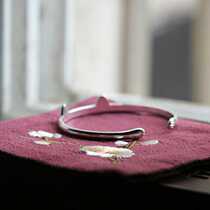 Small cat handmade silver bracelet 925 silver opening design bracelet simple cute style cat claw bracelet