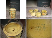 Tableware and the collection of display in the early stage of Huafeng enamel air compressor puee pai enamel boxes portable lunch box 5 section