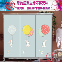 Custom childrens room door stickers window stickers Glass film sliding door stickers Self-adhesive impermeable stickers push simple cartoon rabbit