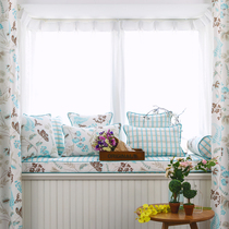 French pastoral American country cotton linen window Mat high density sponge custom-made card seat collapse rice mat wood song