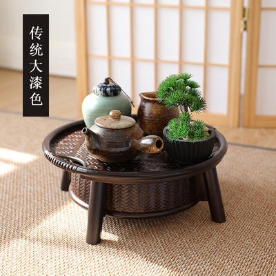 Japanese-style bamboo woven storage basket tea table kung fu tea set tea f point plate lacquerware process covered dust-proof parts multi-purpose