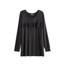 Ancient Goodies Custom Gattening to step up slim and lean round collar Long sleeves Undershirt Woman Autumn Fat MM Elastic Blouse