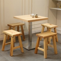 Simple milk tea shop dessert shop table modern noodle restaurant fast table snack cold drink shop round square table solid wooden stool