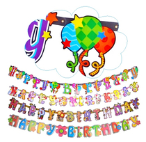 Birthday party supplies letter flag pull flower hanging small flag happy birthday flag bar sunshine model