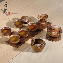 Wujia Kiln coarse pottery Complete set of Kung Fu tea set Retro Chinese office and household simple tea maker