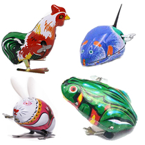 After 80 classic nostalgic iron frog rabbit Rooster mouse toy childrens chain Clockwork will jump