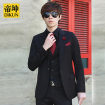 Mens suit three-piece suit Korean version suit suit Mens slim professional formal dress Groom best man wedding dress