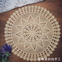 Handmade crochet crochet round tablecloth cotton hollow woven nostalgic vintage pineapple decorative lampshade 60cm