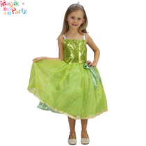Halloween childrens costume Cosplay performance dress masquerade ball green elf fairy princess dress