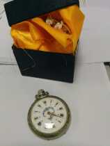 French 19 century gold meter needle pure silver shell with antique artwork