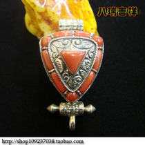 Nepali pure handmade 925 pure silver inlaid jewel gäu box pendant amulet