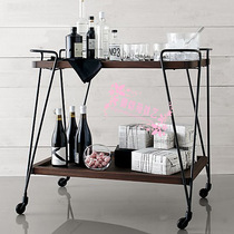 C004 American wrought iron solid wood restaurant food delivery truck Hotel wine cart Fashion mobile trolley Household food truck