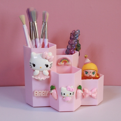 Children cartoon desktop multifunctional pen holder cute fashion bedroom makeup brush storage box plastic pupil pen barrel