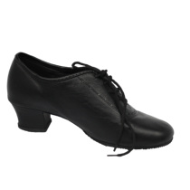 Saint Lanshi new Latin shoes dance black cowhide soft bottom dance shoes adult womens middle heel square dance shoes women