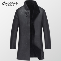 Merino original ecological fur one mens coat medium length standing collar Haining leather grass jacket winter New