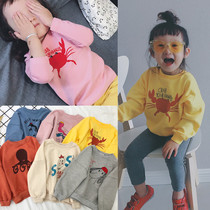 Clear Barn Fall New Boy Cartoon Print Wow Cotton Sweater Baby Pure Cotton Cover Head Jacket