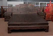 Redwood furniture Laos black sour branch antique furniture mahogany bed double bed sour branches carved high bed 3 sets