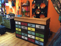 French American country loft retro hotel solid wood cash register cafe bar front porch counter bar counter