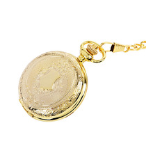 Large gold embossed pattern Shield pocket watch retro noble gold classic pocket watch a generation 8185
