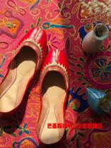 Pakistan handmade pure leather red low-top womens shoes Nepal India Thailand travel home shoes