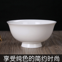 Jingdezhen new ceramic noodle bowl bone China 6 inch large soup bowl high foot anti-scalding pure white hotel restaurant custom