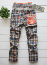 2021 slim autumn boys  pants Plaid childrens trousers Medium and large childrens new thin trousers baby pants tide