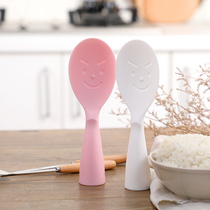 Rice wood can stand Japanese rice spoon creative smiley face add rice spoon not stick can stand on your own without getting dirty