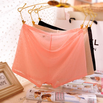 Panties female summer ice wire indecent sexy ultra thin lace middle waist lady flat panties safety shorts