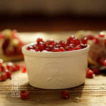 Western creative white ceramic pudding bowl simple relief toast bowl mold ceramic high temperature resistant small Cup