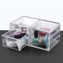 Transparent large drawer cosmetics storage box Plastic desktop shelf finishing box Lipstick makeup box combination