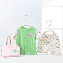  Baby short-sleeved suit girls  clothing Korean version of the male baby 0-1-2 years old summer cotton tide can open the file cardigan clothes