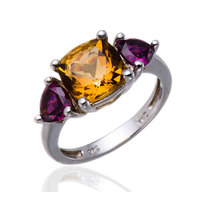 Gorgeous wings 8mm citrine red garnet 925 silver ring charm color treasure atmospheric female ring ring female ins tide