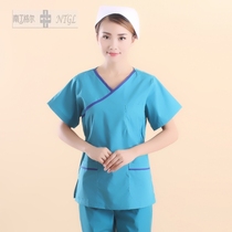 New Nurse Suit Woman Han Edition Handwashing Clothes Summer Dress Brushed Handclothes Short Sleeve Oral Split Suit Workwear NP-66