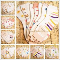Xiangrui Duoduo new cute cartoon jacquard white cotton socks mid-tube spring and autumn socks sweat-absorbing and breathable options