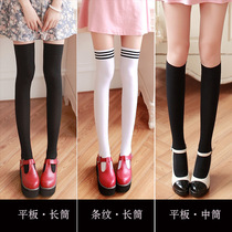 Summer velvet Japanese stockings three bars high socks knee socks female students black and white long tube half thigh socks