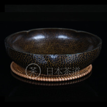 Japanese fruit plate Matsuyama Meitang made inside and outside the handmade mallet to get dirty