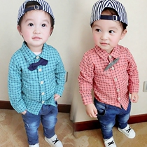 Child Shirt Boy Clothing Spring Dress New Tide 0-1-234-year-old male and female baby long sleeve necktie for childrens shirt spring and autumn