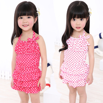 Childrens swimsuit Korean cute girl swimsuit Medium and large childrens one-piece skirt swimsuit Girls split swimming in hot springs